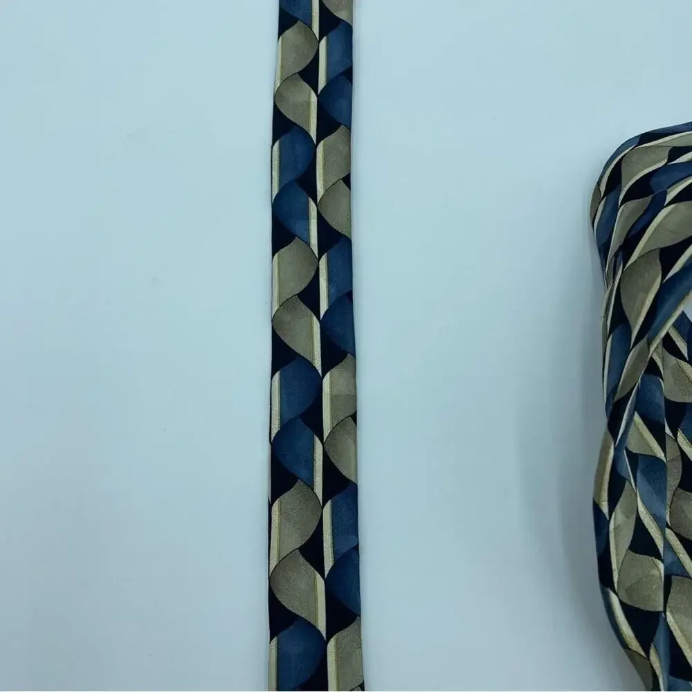 Ziggurat Men’s Silk Necktie Blue/Tan‎ Retro Design